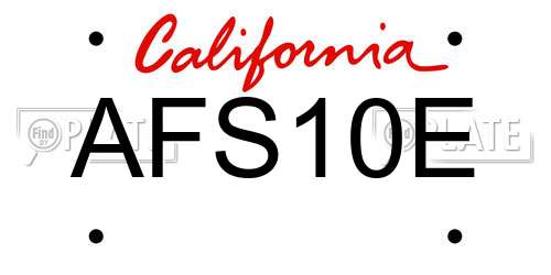 AFS10E California License Plate