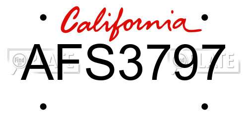 AFS3797 California License Plate