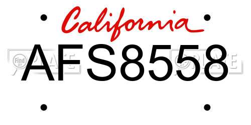 AFS8558 California License Plate