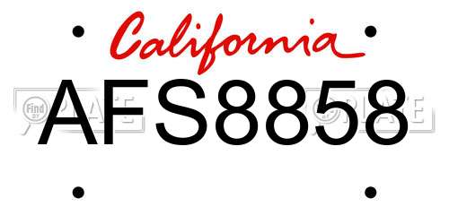 AFS8858 California License Plate