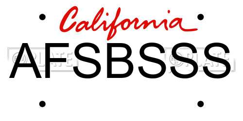 AFSBSSS California License Plate