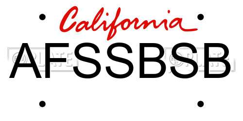AFSSBSB California License Plate
