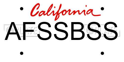 AFSSBSS California License Plate
