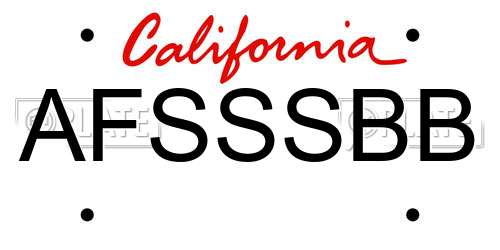 AFSSSBB California License Plate
