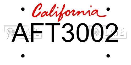 AFT3002 California License Plate