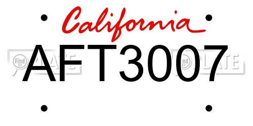 AFT3007 California License Plate