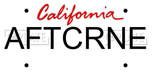 AFTCRNE California License Plate