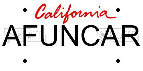 AFUNCAR California License Plate