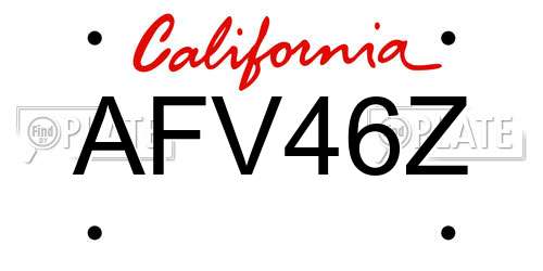 AFV46Z California License Plate