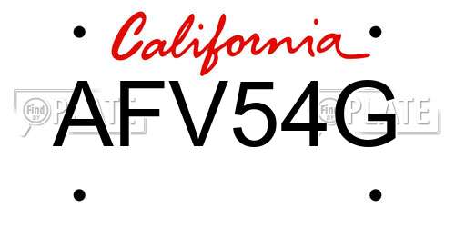 AFV54G California License Plate