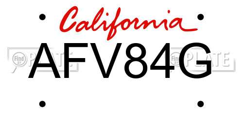 AFV84G California License Plate