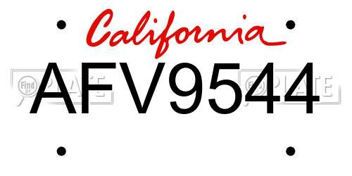 AFV9544 California License Plate