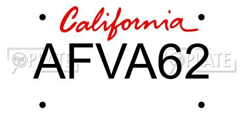 AFVA62 California License Plate