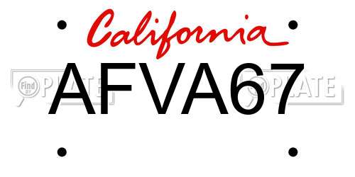 AFVA67 California License Plate