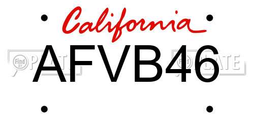 AFVB46 California License Plate