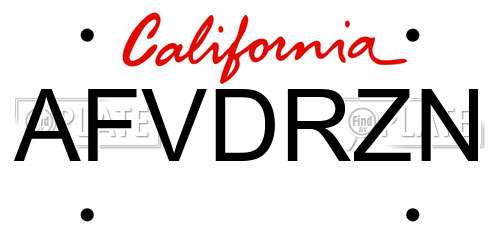 AFVDRZN California License Plate