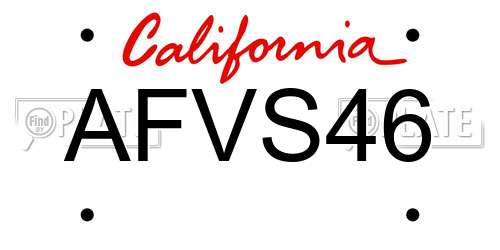 AFVS46 California License Plate