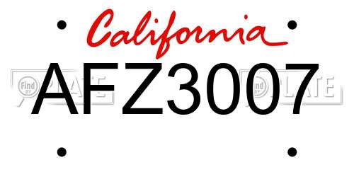 AFZ3007 California License Plate