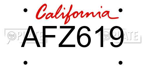 AFZ619 California License Plate
