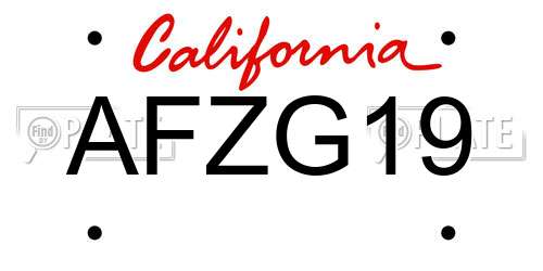 AFZG19 California License Plate