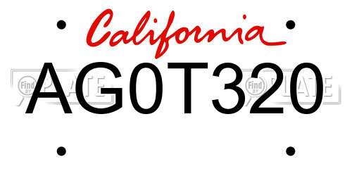 AG0T320 California License Plate