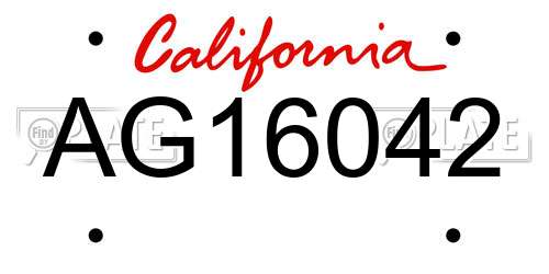 AG16042 California License Plate