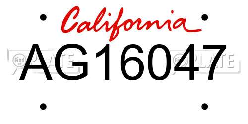AG16047 California License Plate
