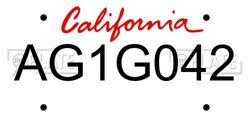 AG1G042 California License Plate