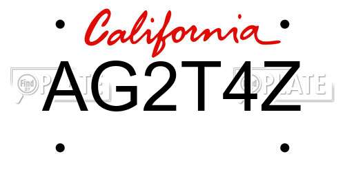 AG2T4Z California License Plate