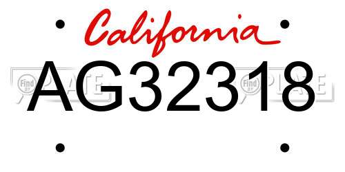 AG32318 California License Plate
