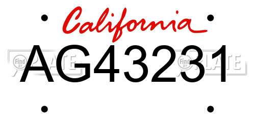 AG43231 California License Plate