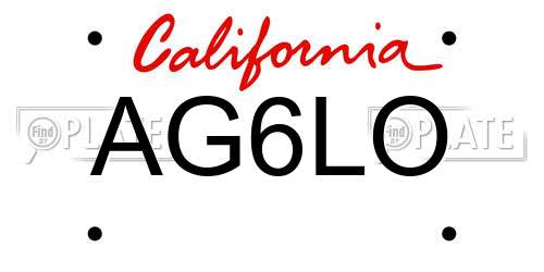 AG6LO California License Plate