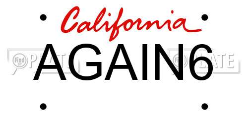 AGAIN6 California License Plate