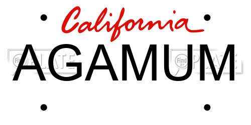 AGAMUM California License Plate