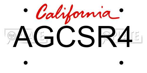 AGCSR4 California License Plate