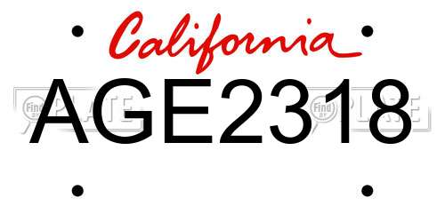 AGE2318 California License Plate