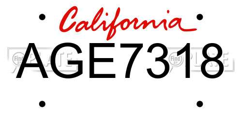AGE7318 California License Plate