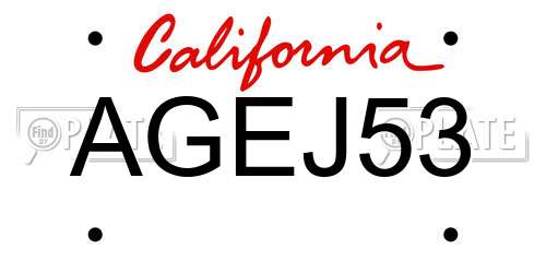 AGEJ53 California License Plate