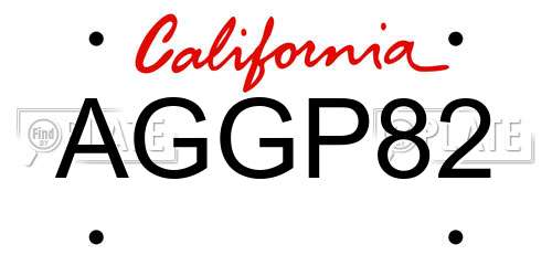 AGGP82 California License Plate
