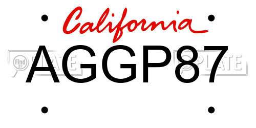 AGGP87 California License Plate