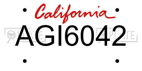 AGI6042 California License Plate