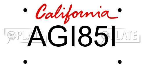 AGI85I California License Plate