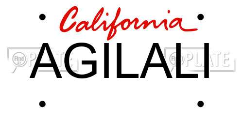 AGILALI California License Plate