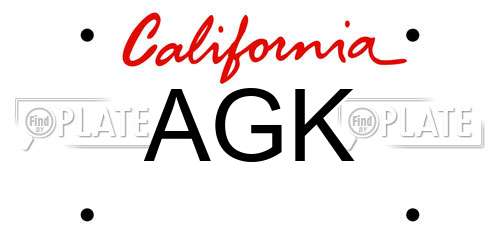 AGK California License Plate