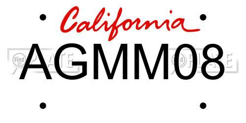 AGMM08 California License Plate
