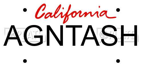 AGNTASH California License Plate