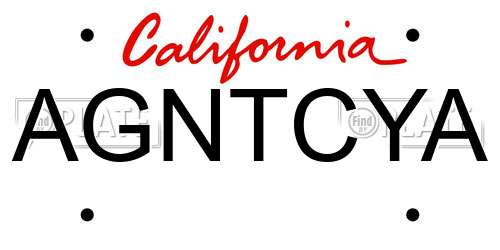 AGNTCYA California License Plate