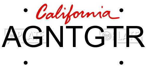 AGNTGTR California License Plate