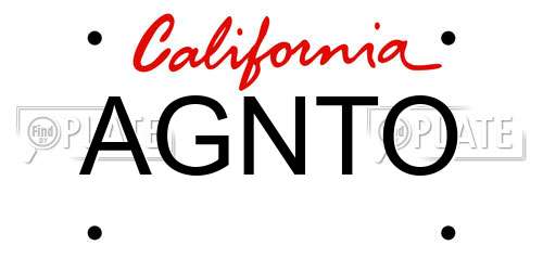 AGNTO California License Plate