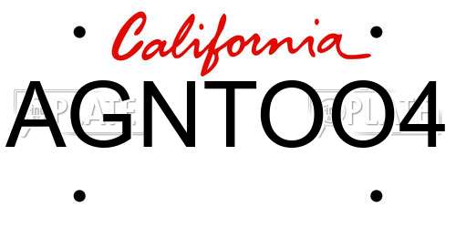 AGNTOO4 California License Plate